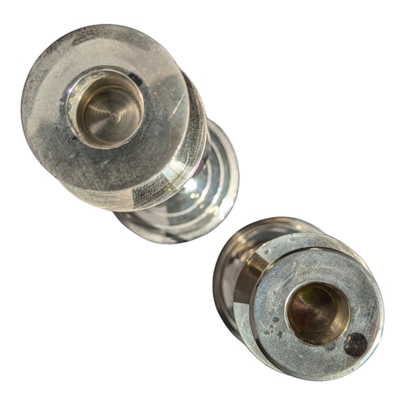 Silver Plated Twisted Brass Metal Candlestick Holders Ribbon Shape Set Of 2 Vtg - Picture 5 of 11